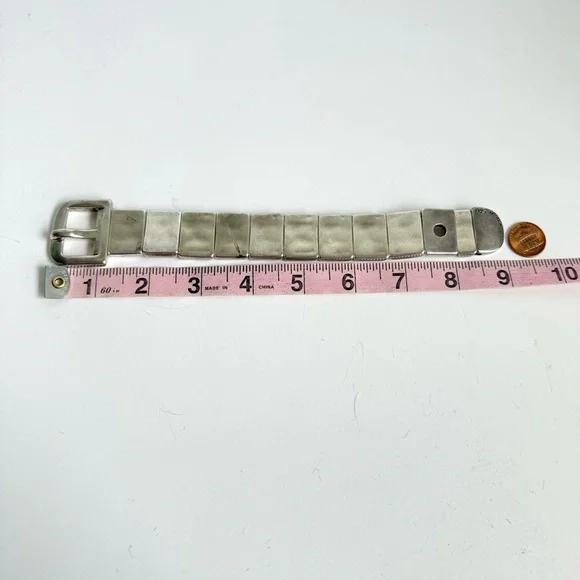 UNO de 50 Bracelet Sterling Silver Plated Belt Buckle Link Stretch Bracelet 6.75